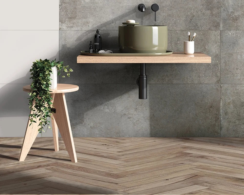 Visgraat tegels toilet inspiratie