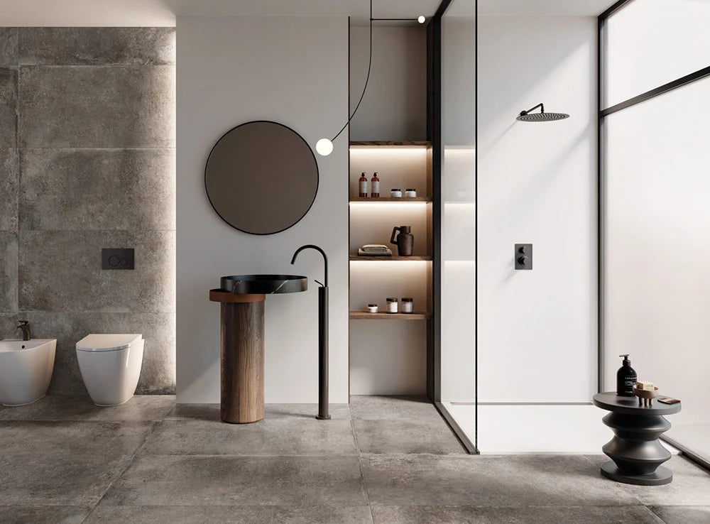 badkamer tegels natuursteenlook inspiratie