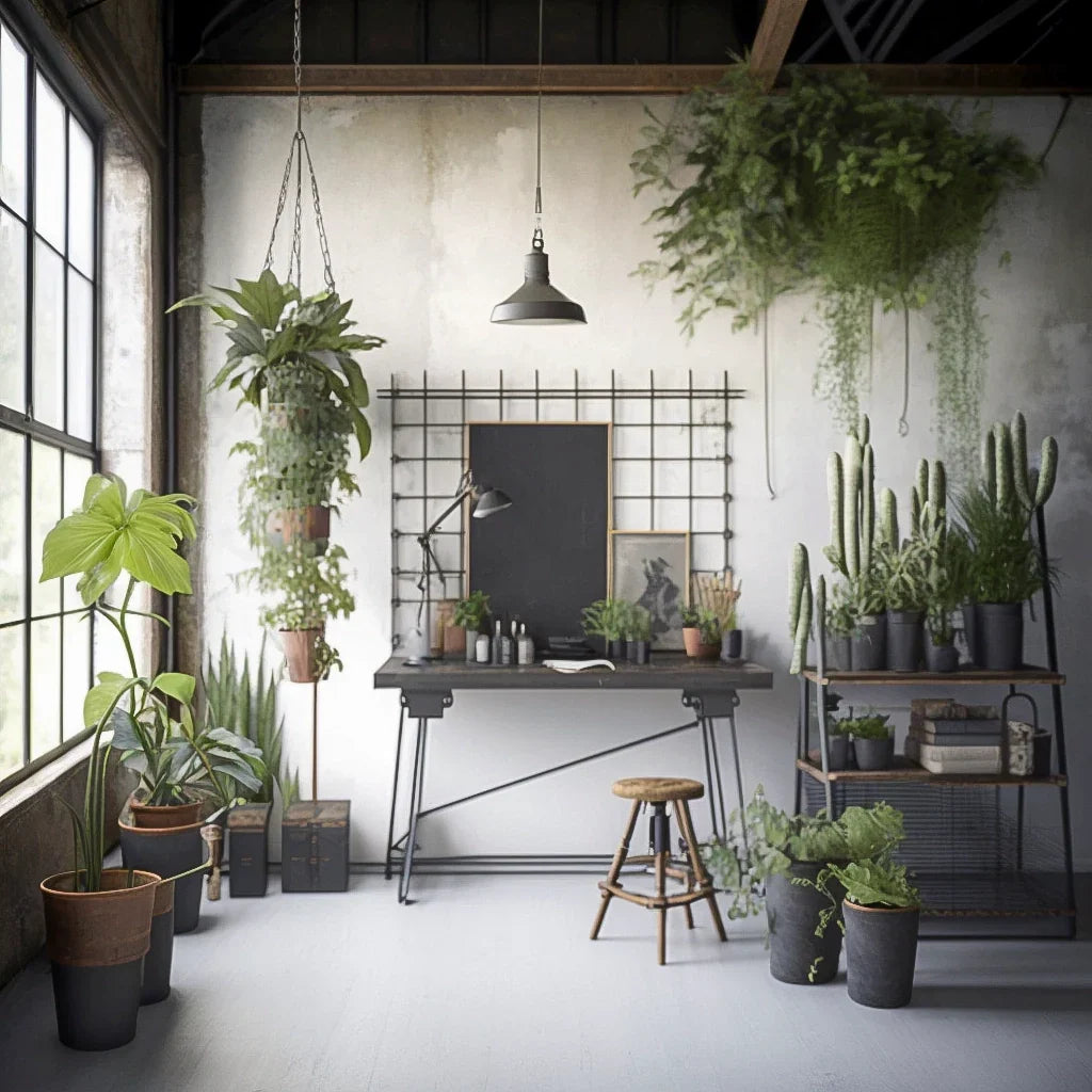 Interieur met tegels passend bij botanisch industrieel interieur