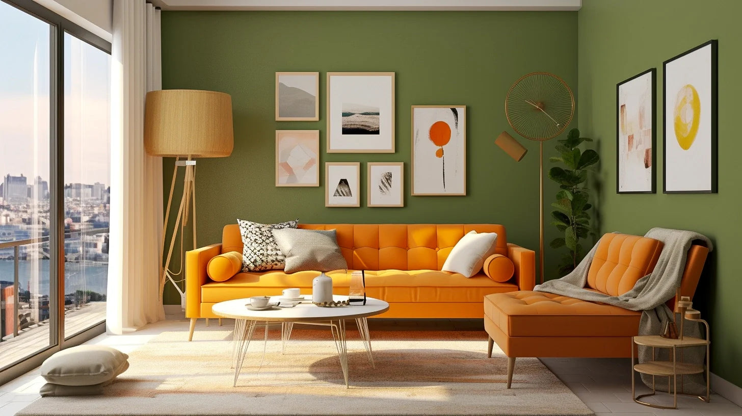 jaren 60 interieur woonkamer voorbeeld in moderne tijd