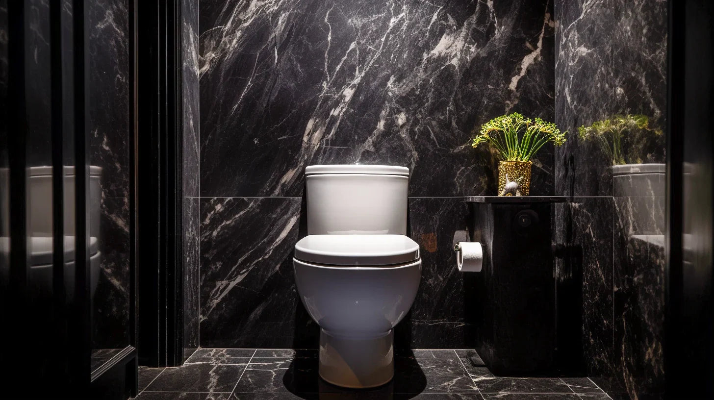 Marmerlook tegels toilet