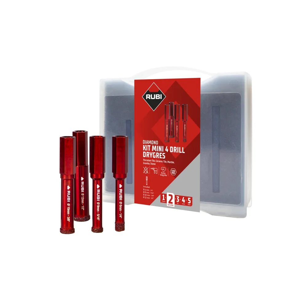 Rubi kit diamantboren mini drygres 05939 4st 4drill wonder in koffer