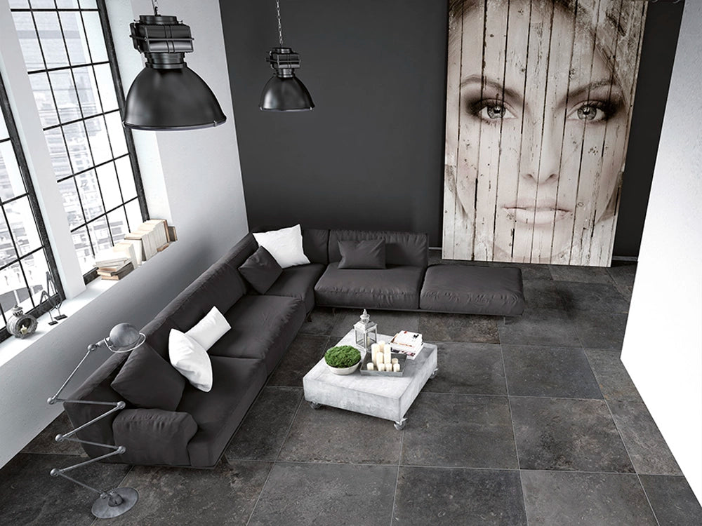 Natuursteenlook - Vloertegel - Antraciet - 80x80cm - Mat - I40SPTN