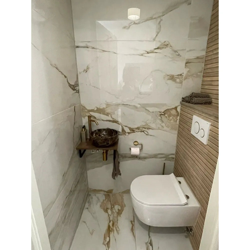 Marmerlook - Vloertegel - Creme - 60x120cm - Gepolijst - F25SEAW