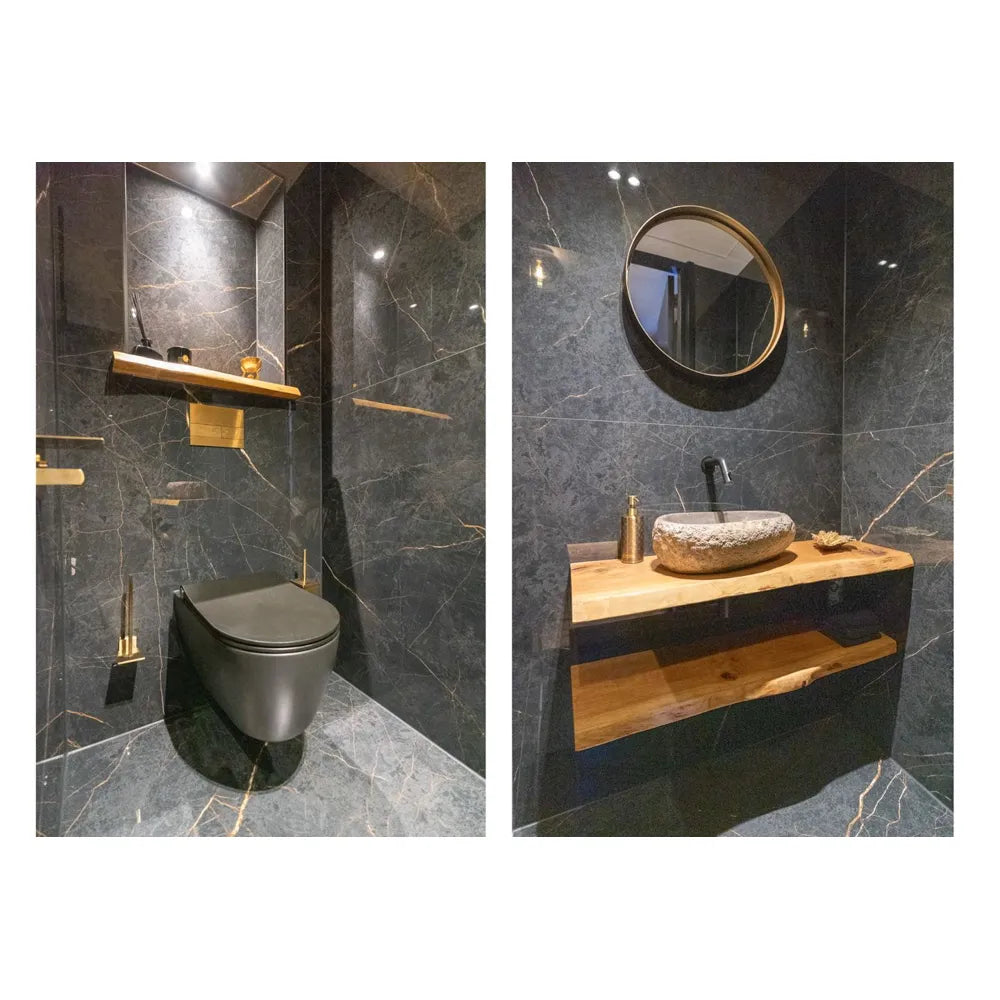 Marmerlook - Vloertegel - Zwartblauw - 120x120cm - Gepolijst - F25SENL