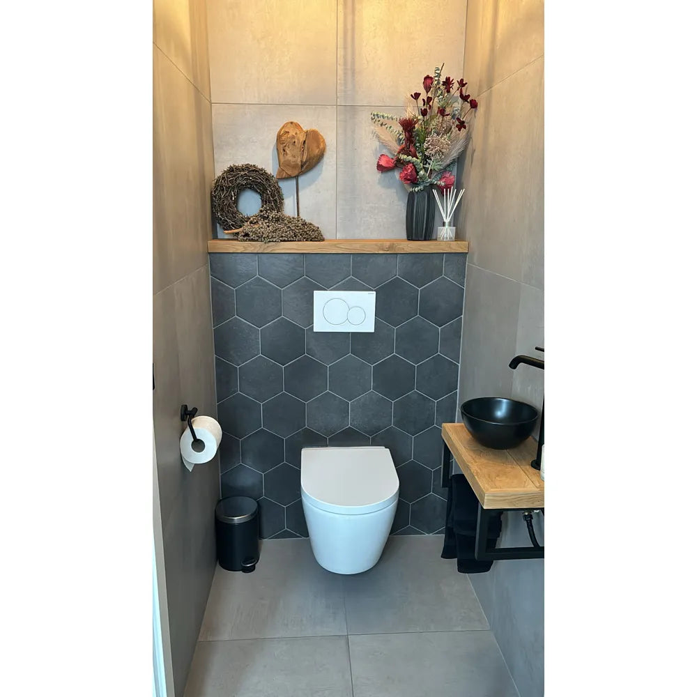 Betonlook - Vloertegel - Antraciet - 21x18,2cm - Decor - Mat - R85REPE