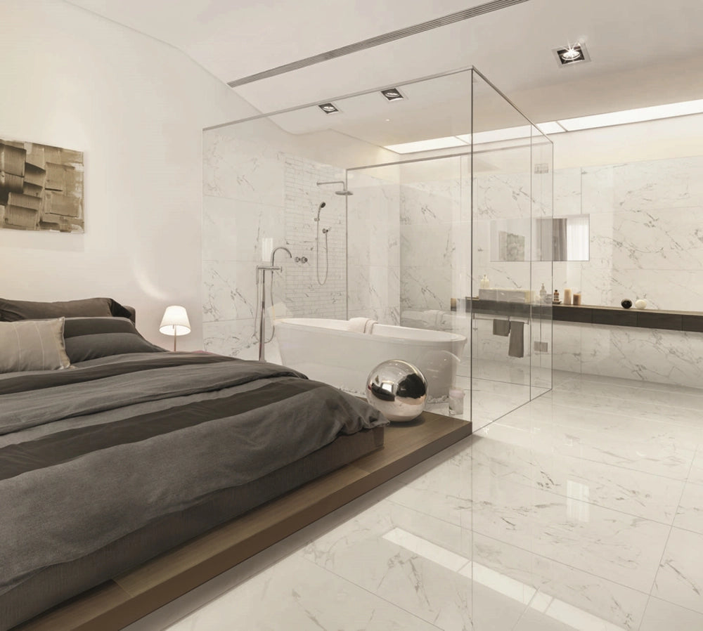 Marmerlook - Vloertegel - Wit - 120x120cm - Gepolijst - C05ANST