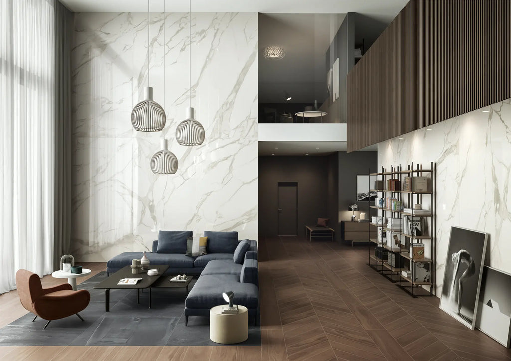 Marmerlook - Vloertegel - Cremewit - 60x60cm - Gepolijst - C05ANCO