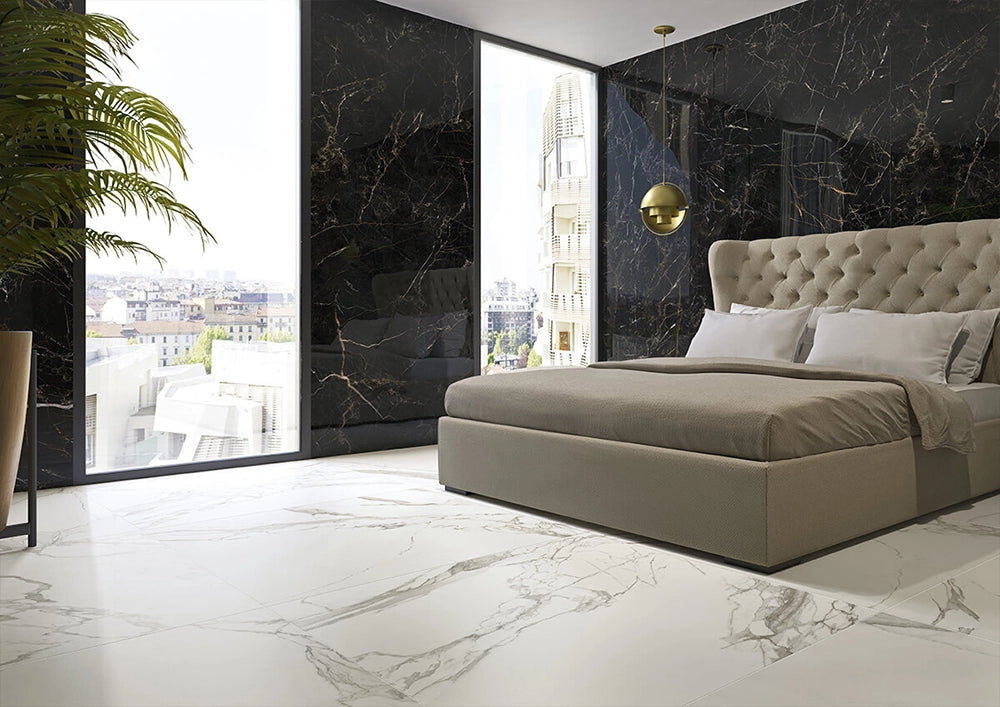 Marmerlook - Vloertegel - Zwart - 120x278cm - Gepolijst - C05ANNA