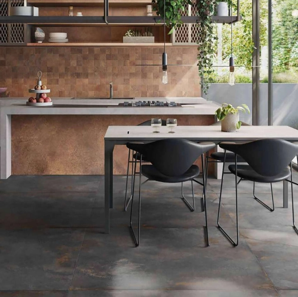 Roestlook - Vloertegel - Zwart - 80x80cm - Mat - C05ALMA