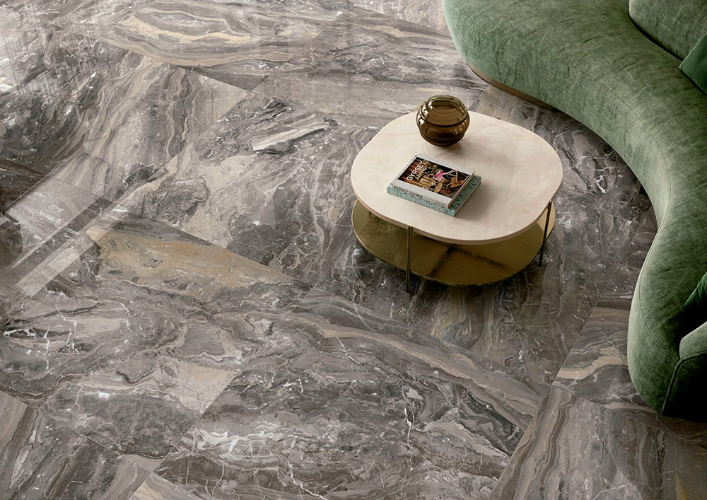 Marmerlook - Vloertegel - Grijs - 120x120cm - Gepolijst - C05AFKG