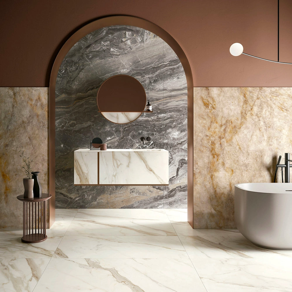 Marmerlook - Vloertegel - Lichtbruin - 120x120cm - Gepolijst - C05AFCD