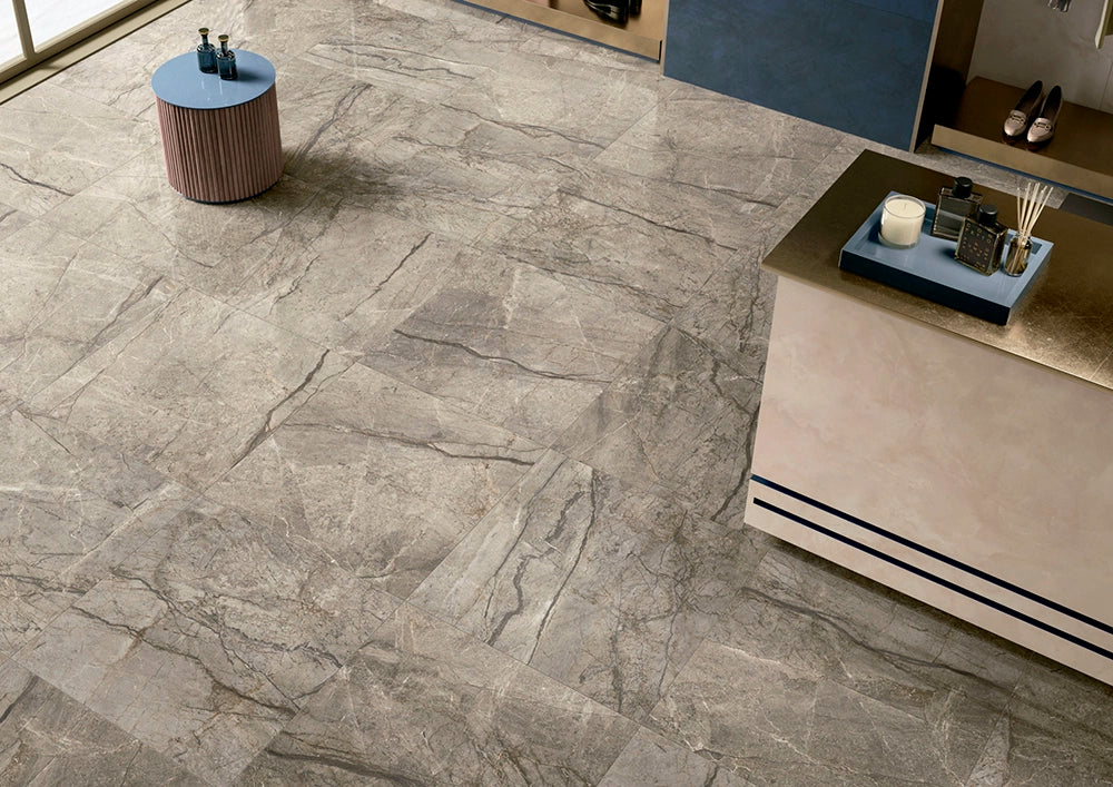 Marmerlook - Vloertegel - Zilvergrijs - 60x120cm - Mat - C05AFAS