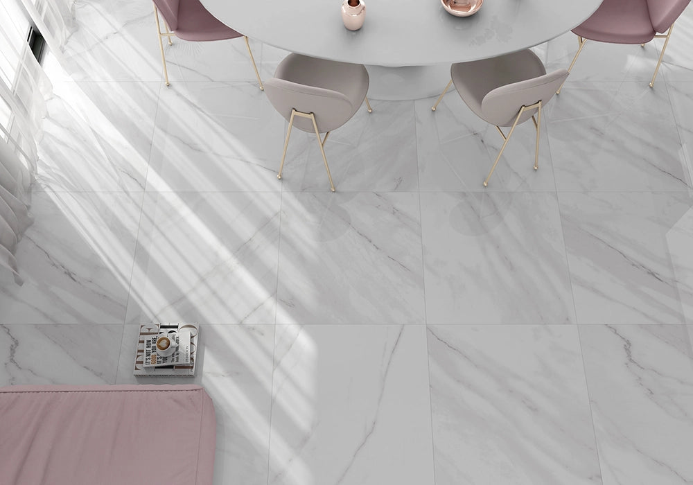 Marmerlook - Vloertegel - Wit - 120x120cm - Mat - P10LEBM