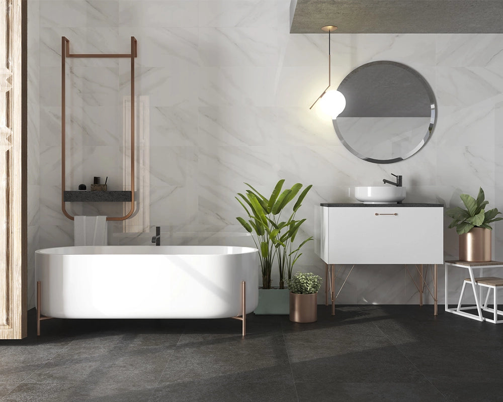 Marmerlook - Vloertegel - Wit - 60x120cm - Gepolijst - P10LEBP