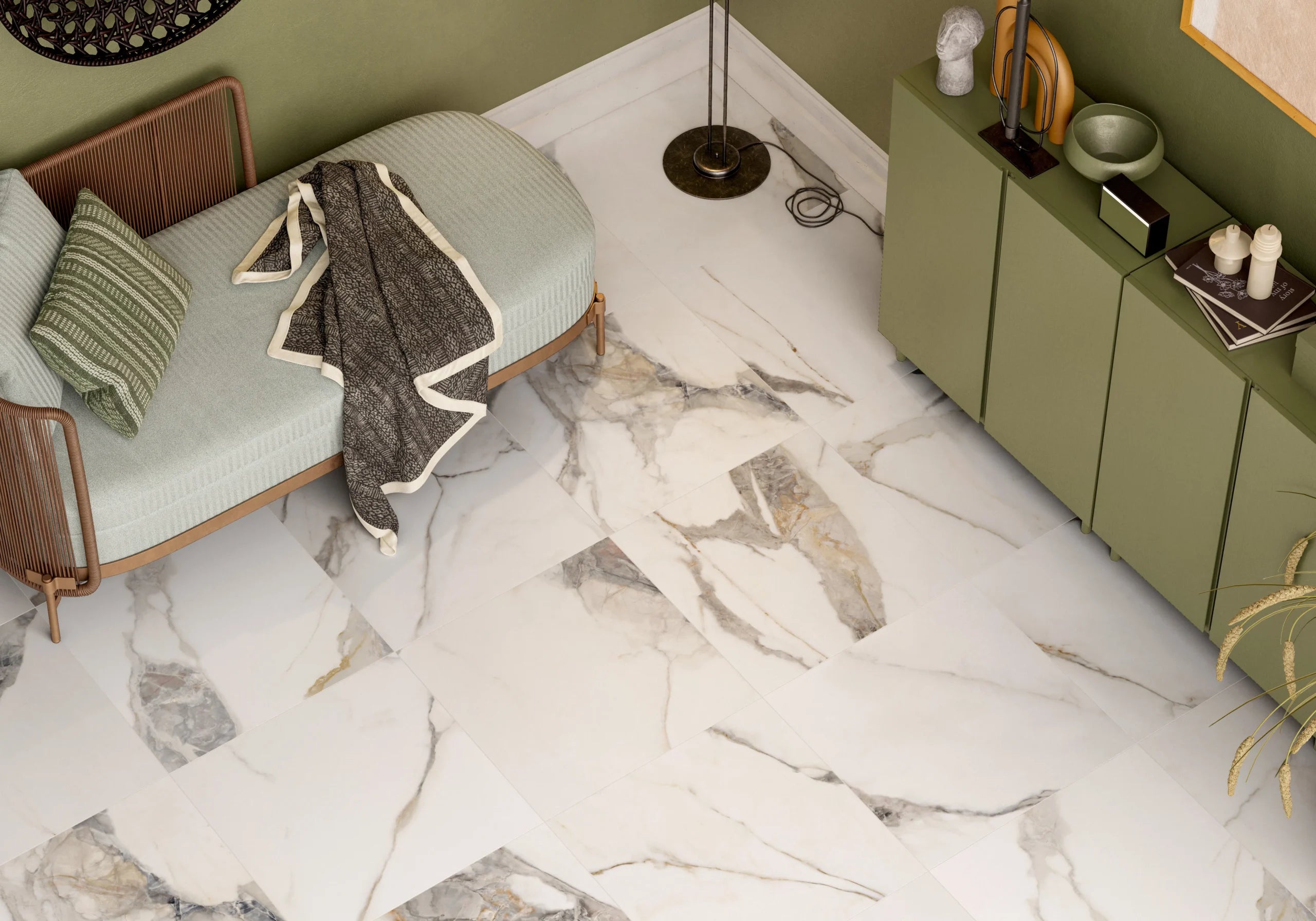 Marmerlook – Vloertegel – Wit – 60x60cm – Mat – P10PDMM