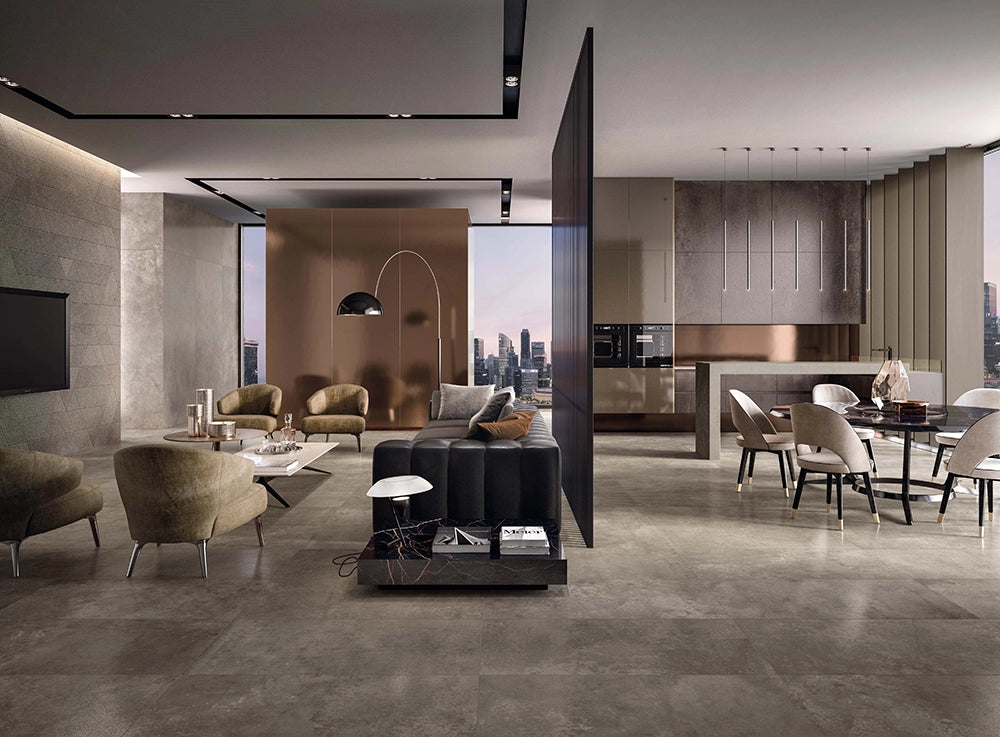 Betonlook - Vloertegel - Taupe - 60x120cm - Mat - F25HYTA