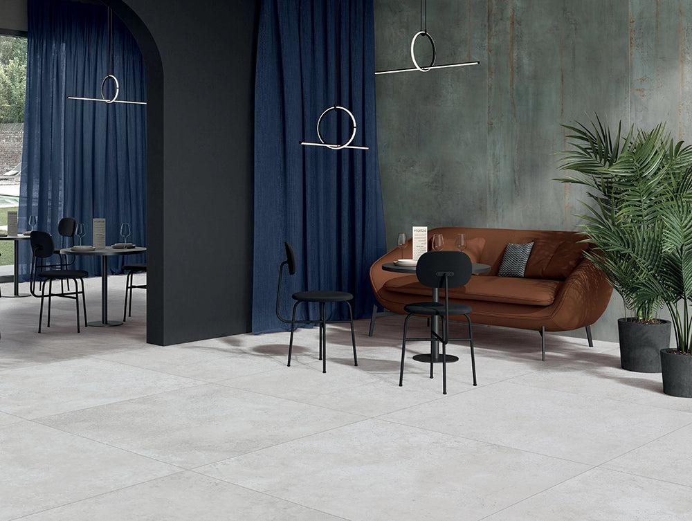 Betonlook - Vloertegel - Wit - 60x120cm - Mat - F25HYWH