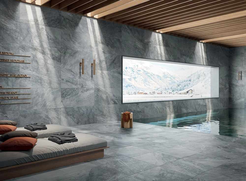 Natuursteenlook - Vloertegel - Grijsblauw - 60x120cm - Mat - F25BSBL