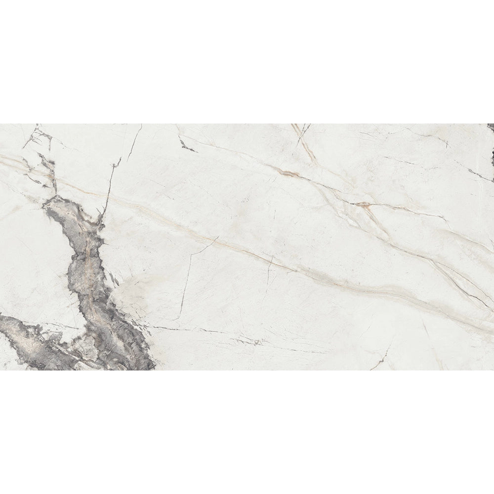 Marmerlook - Vloertegel - Grijswit - 60x120cm - Gepolijst - F25SEIS