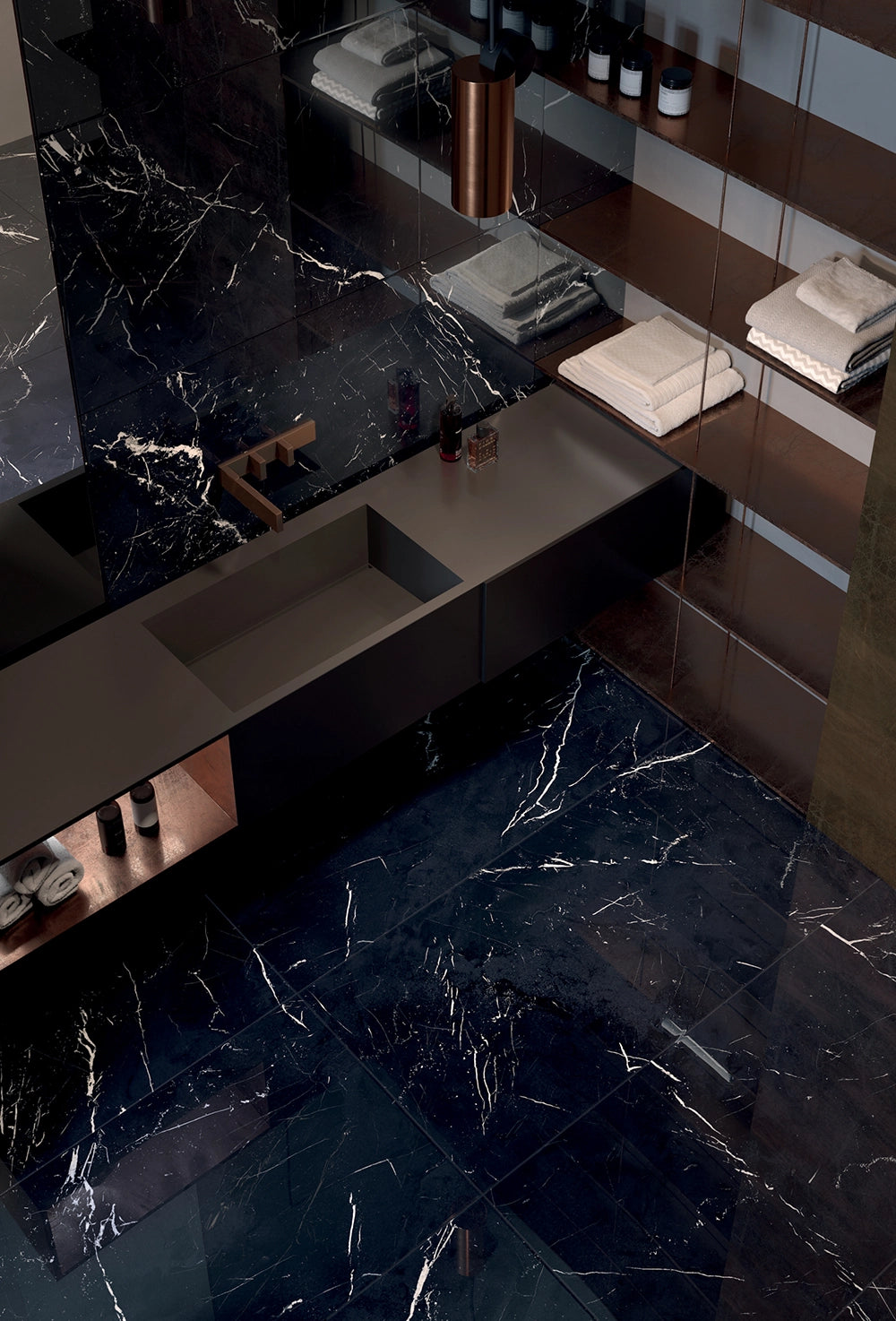 Marmerlook - Vloertegel - Zwart - 120x120cm - Gepolijst - F25SECM