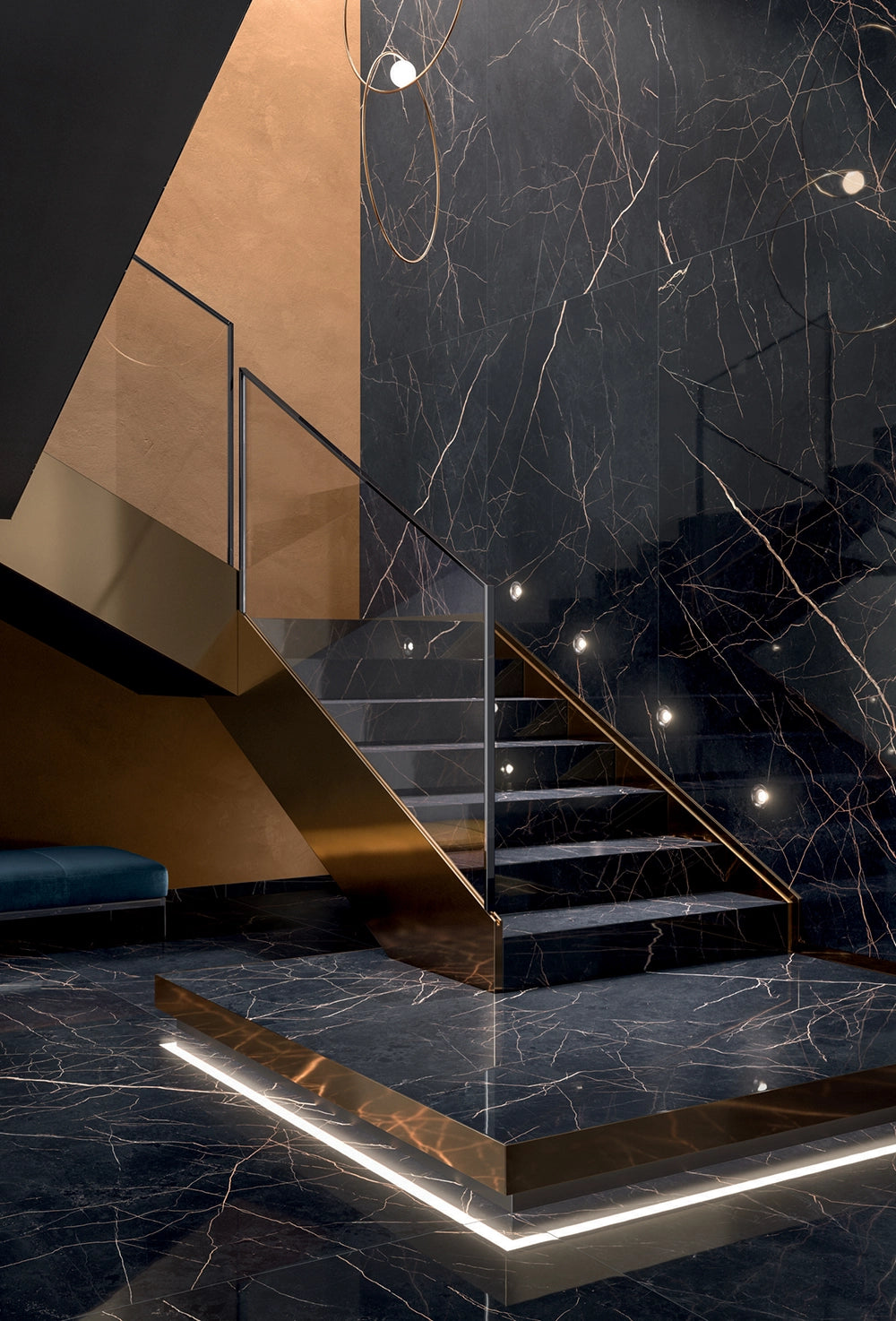 Marmerlook - Vloertegel - Zwartblauw - 120x120cm - Gepolijst - F25SENL