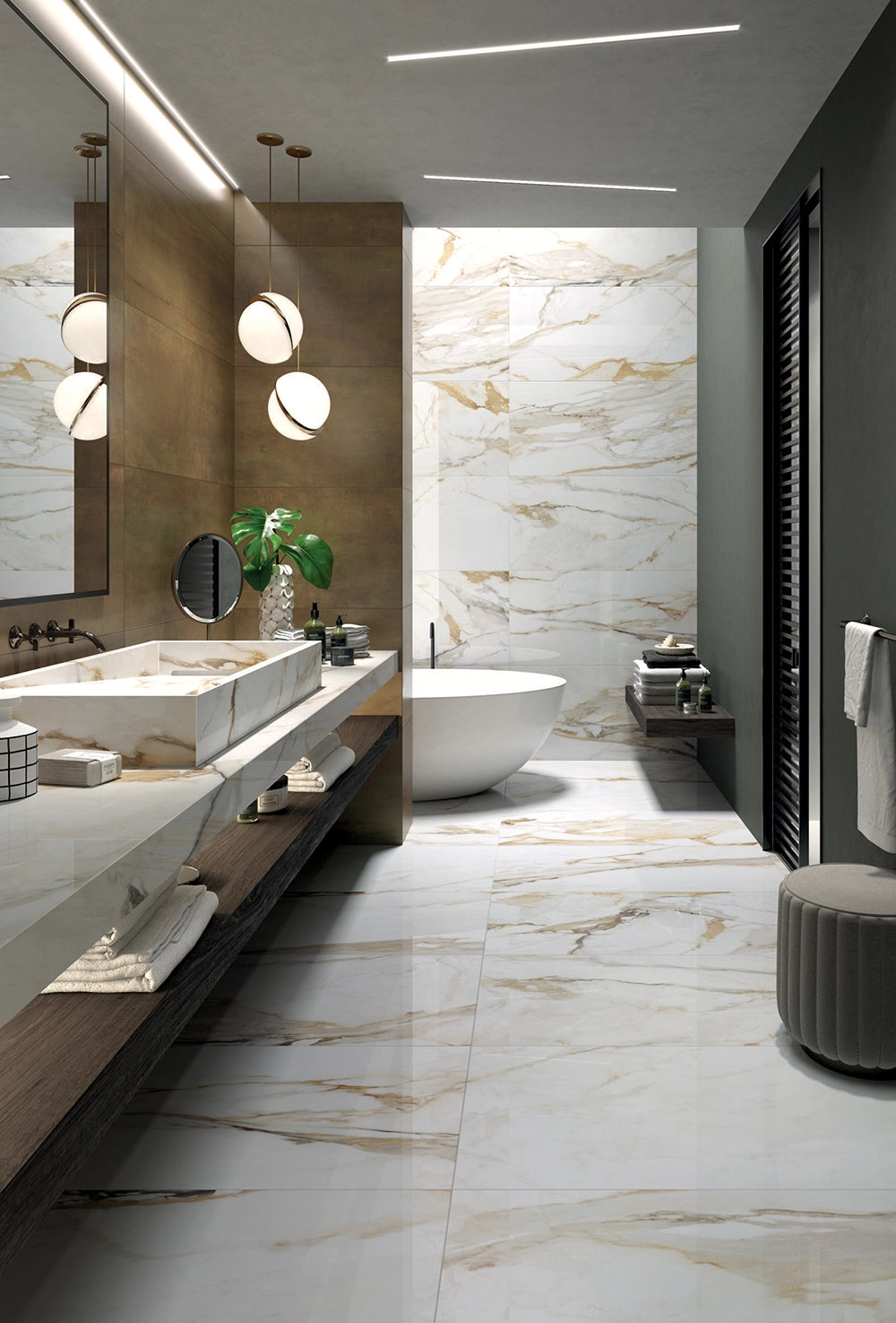 Marmerlook - Vloertegel - Creme - 160x320cm - Mat - F25SEAW