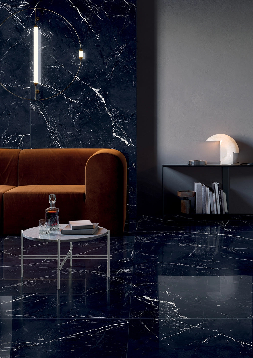 Marmerlook - Vloertegel - Zwart - 160x320cm - Gepolijst - F25SECM