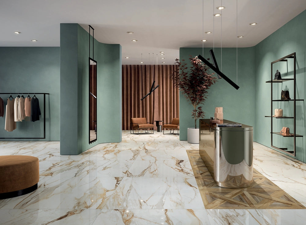 Marmerlook - Vloertegel - Creme - 160x320cm - Gepolijst - F25SEAW