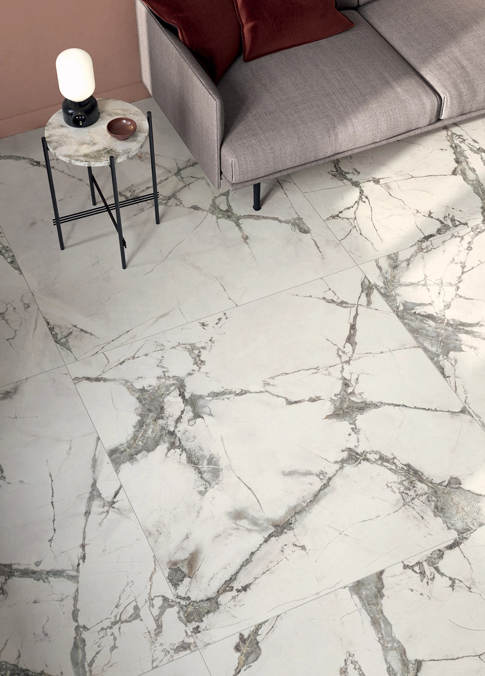 Marmerlook - Plinttegel - Grijswit - 5,5x120cm - Mat - F25SEIS