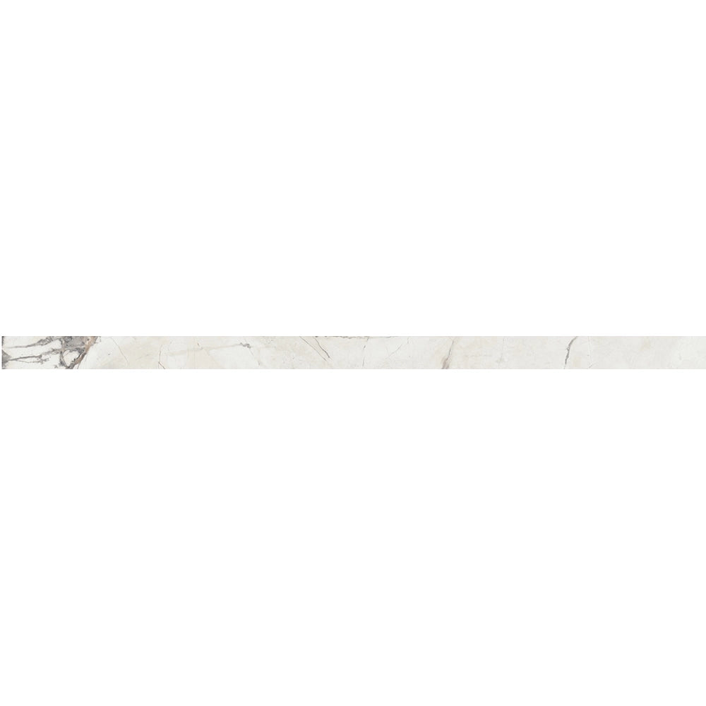 Marmerlook - Plinttegel - Grijswit - 5,5x120cm - Gepolijst - F25SEIS