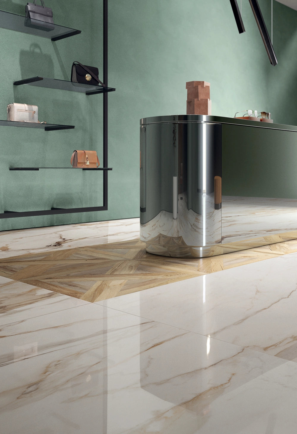 Marmerlook - Plinttegel - Creme - 5,5x120cm - Gepolijst - F25SEAW