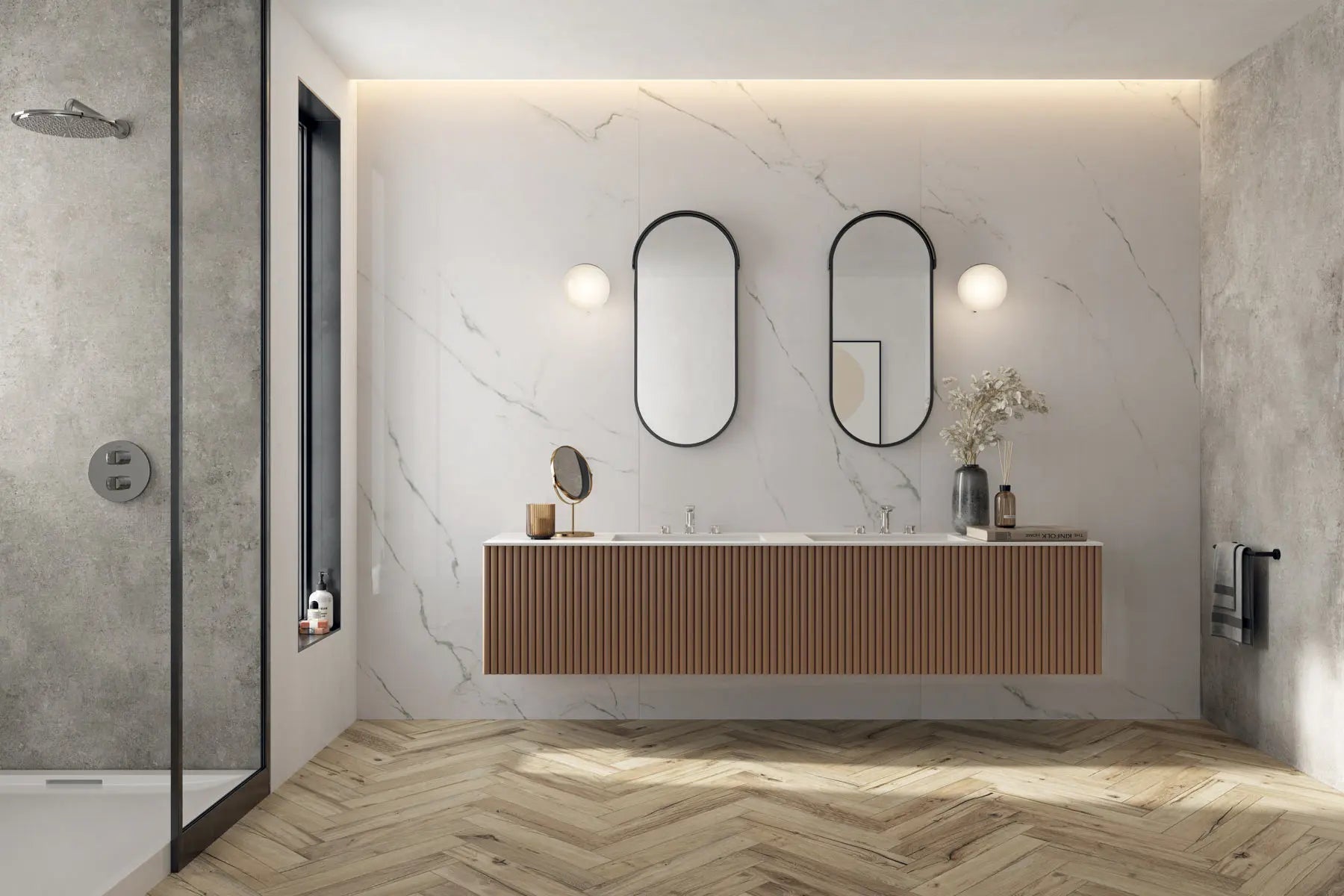 Marmerlook - Vloertegel - Wit - 120x280cm - Gepolijst - F25SESS