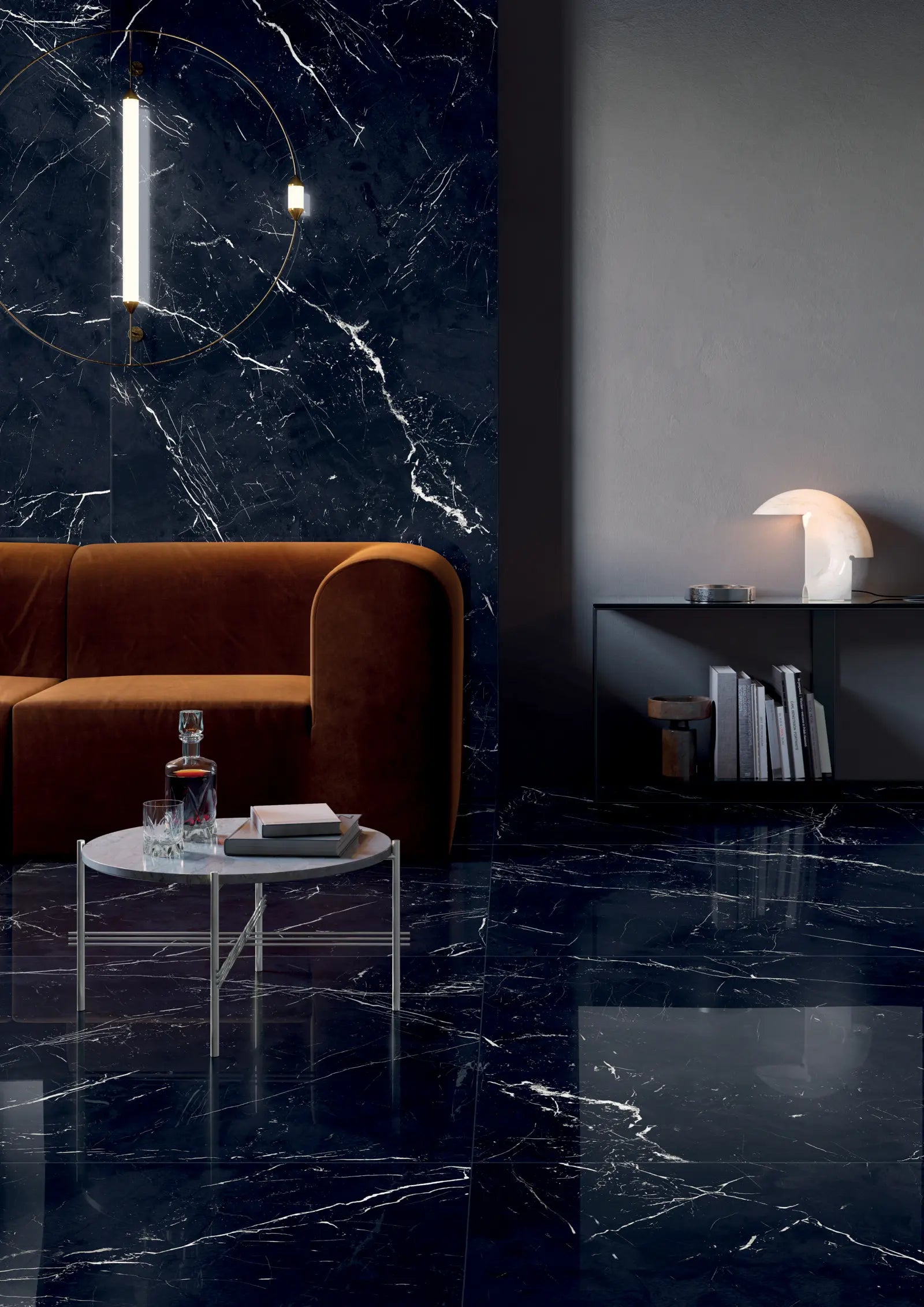 Marmerlook - Vloertegel - Zwart - 120x280cm - Gepolijst - F25SECM