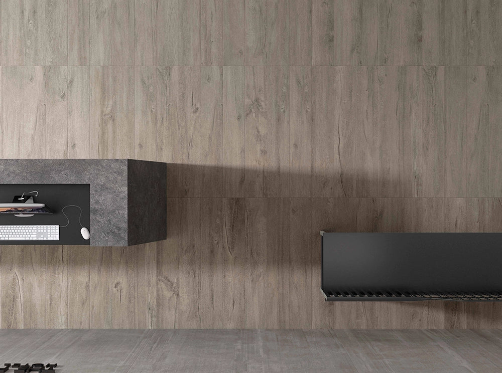 Houtlook - Plinttegel - Taupe - 6,5x120cm - Mat - F25COBA