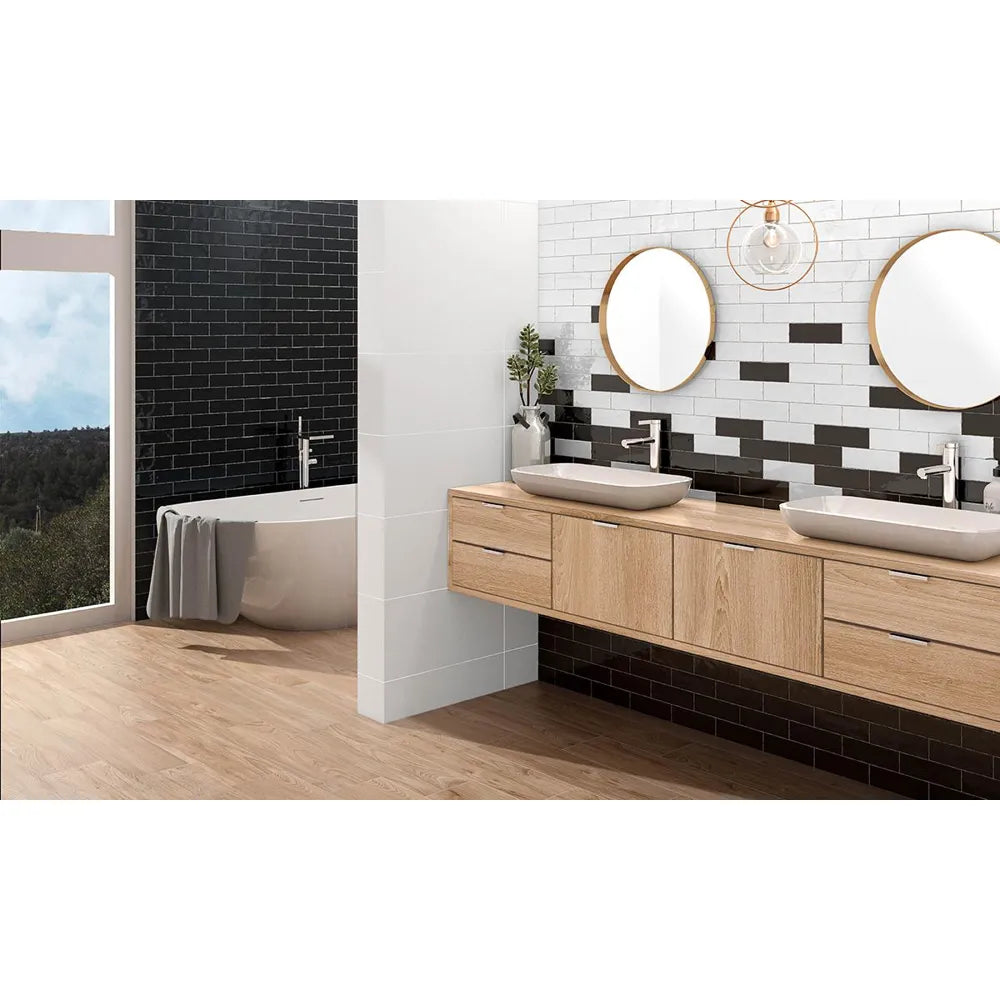 Wandtegel – Zwart – 6,5x20cm – Glans – P10MFNE