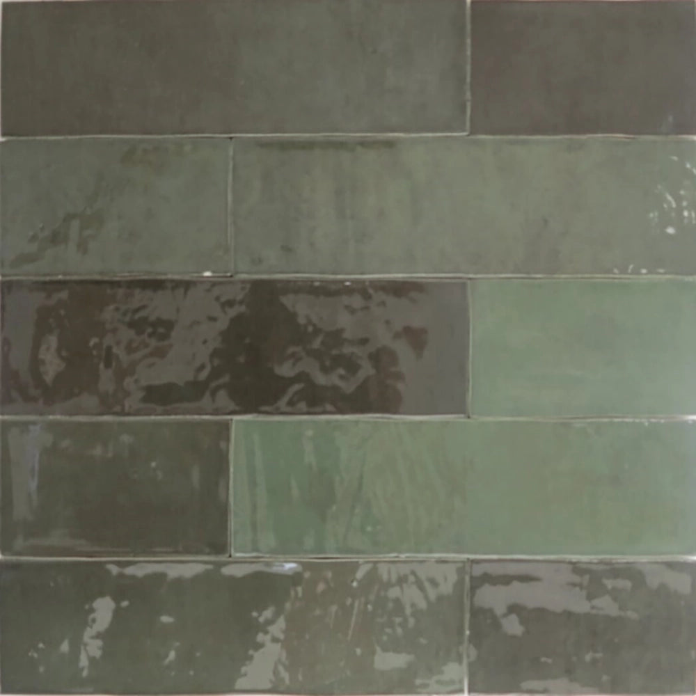 Wandtegel - Groen - 6,2x25cm - Glans - R87ATEM