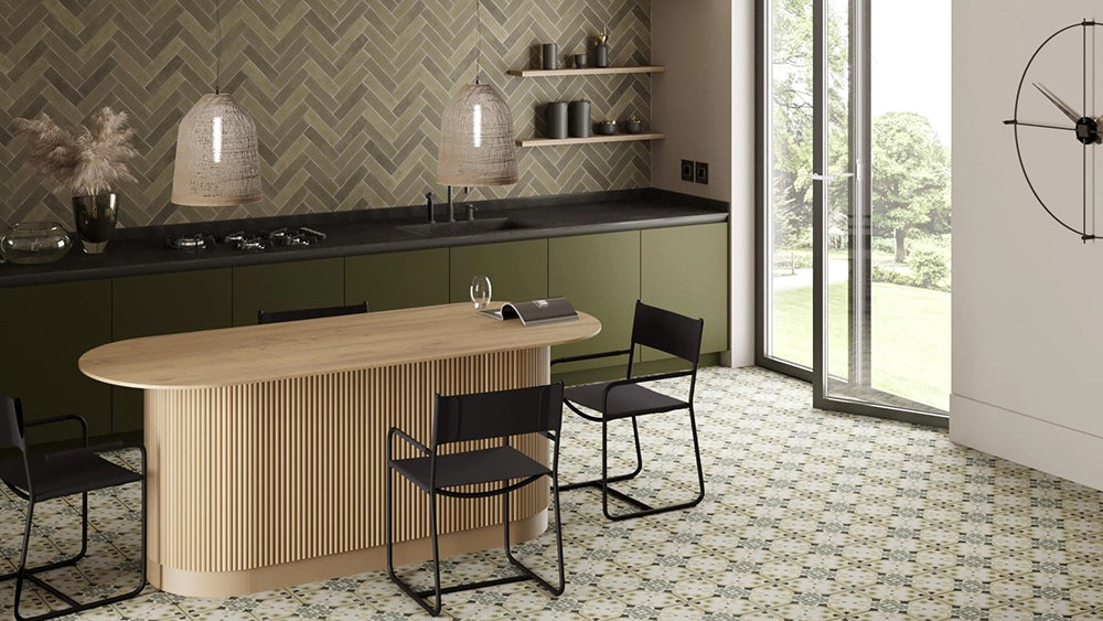 Wandtegel - Groen - 6,2x25cm - Mat - R87ATEM