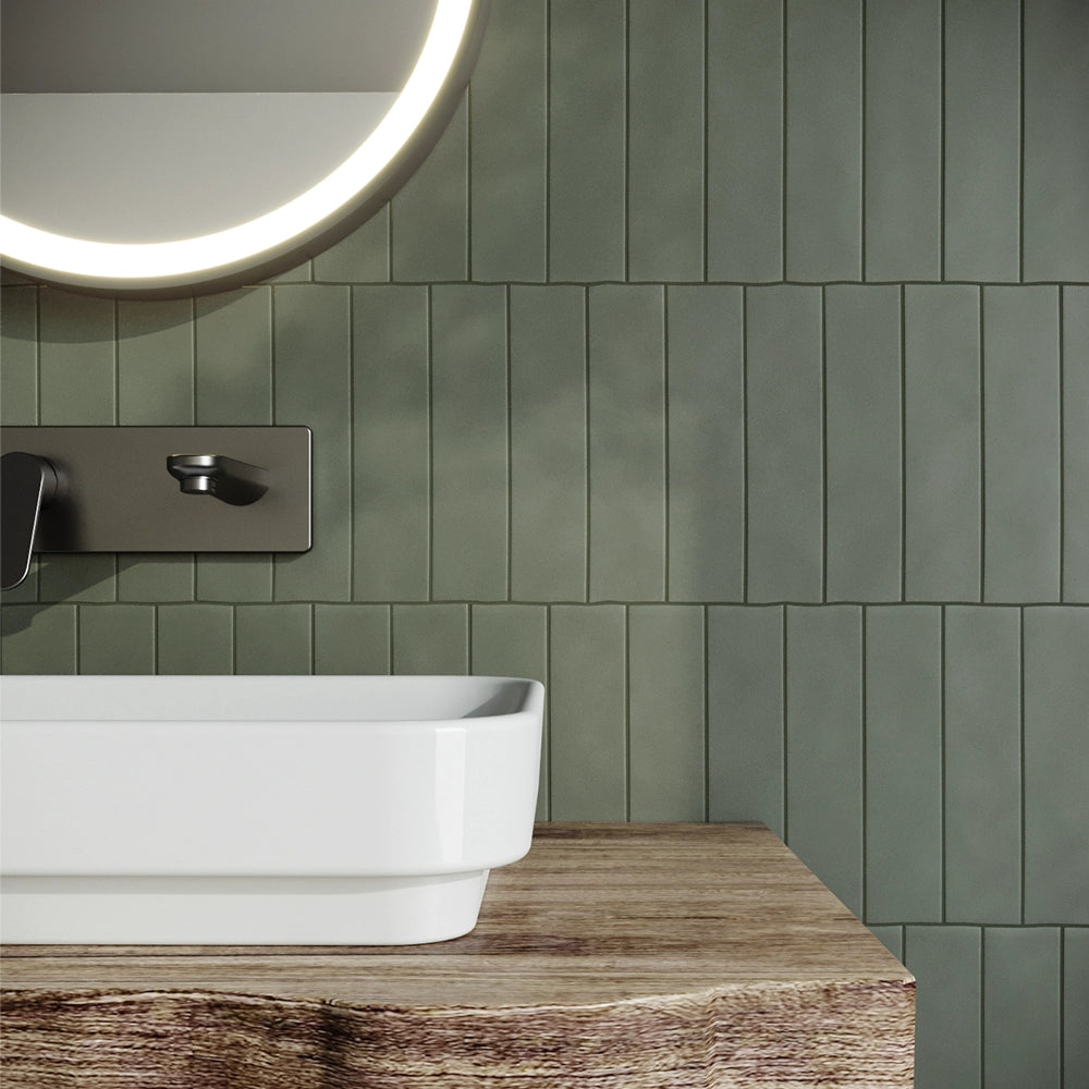 Wandtegel - Groen - 6,2x25cm - Decor - Mat - R87PRPE