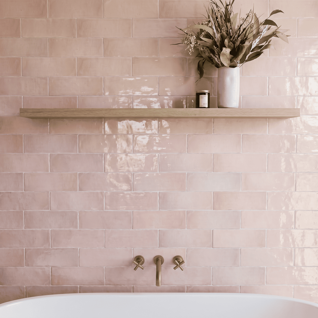 Wandtegel - Roze - 6,2x25cm - Glans - R87ATRO