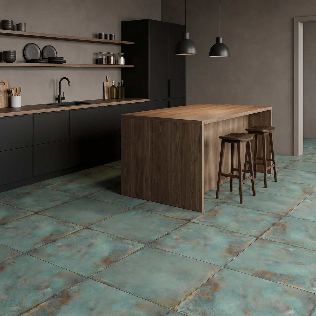 Roestlook - Vloertegel - Groen - 60x60cm - Mat - C05ALMI